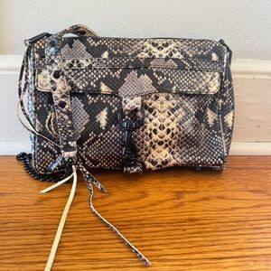 REBECCA MINKOFF Classic M.A.B. Gray Python Print Crossbody Bag